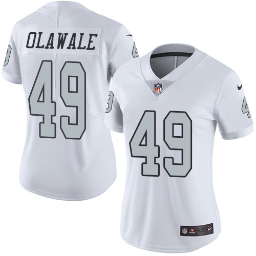 Women's Limited Jamize Olawale Nike Jersey White - #49 Rush NFL Oakland Raiders